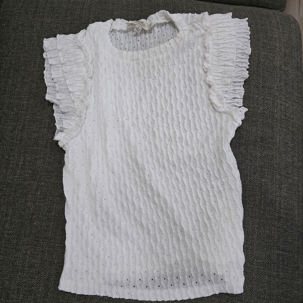 Cute white flutter sleeve top